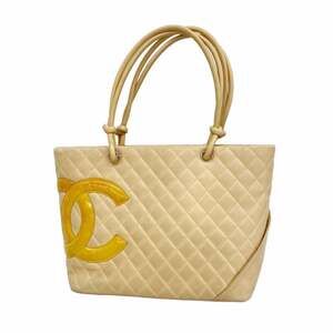 CHANEL Cream Lambskin Leather Tote Bag